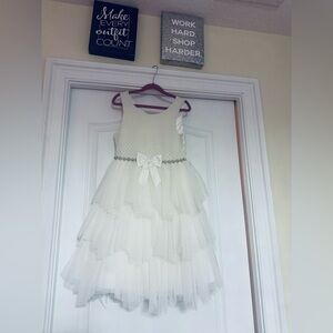 Elegant White Layered Kids Dress